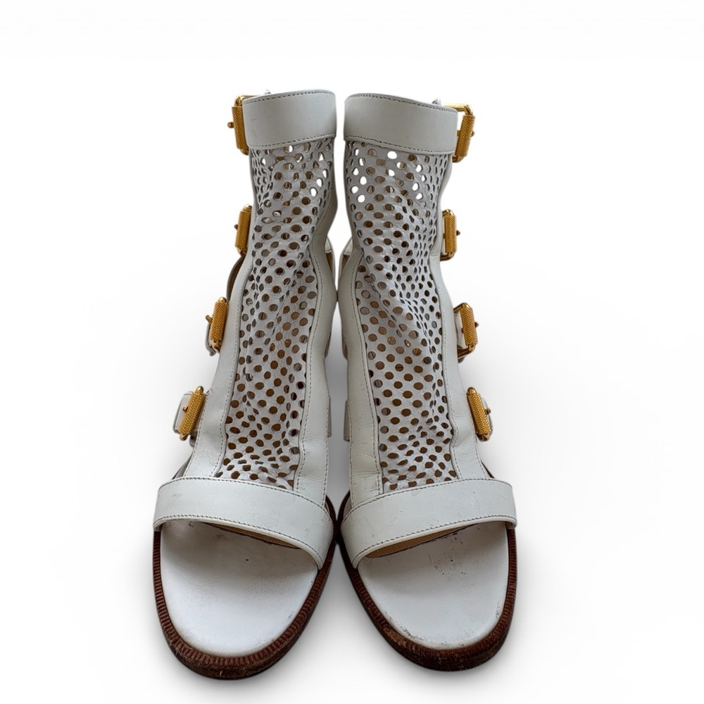 Christian Louboutin White and Gold Sandals